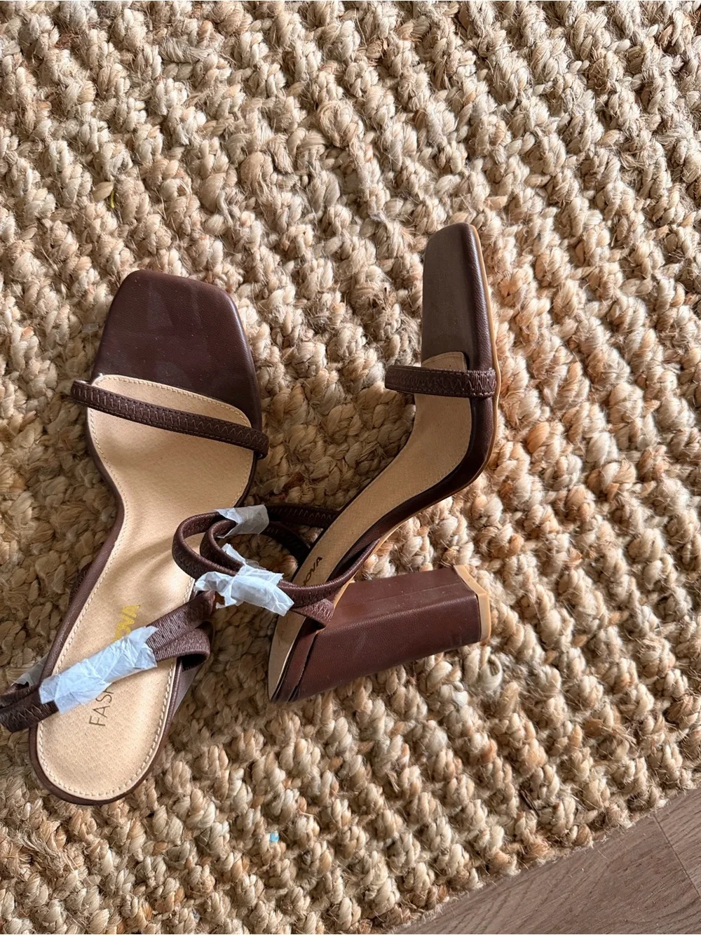 New Women’s Brown Strappy Block Heel Sandals